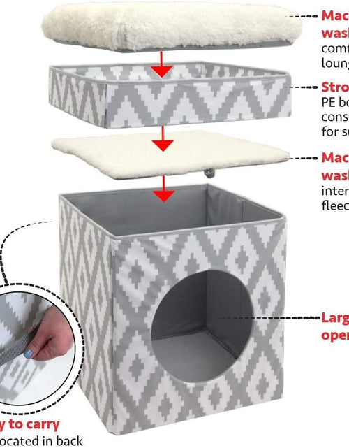 Load image into Gallery viewer, Large Cat Bed, Stackable Cat Cube, Indoor Cat House/Cat Condo, Cat Scratcher
