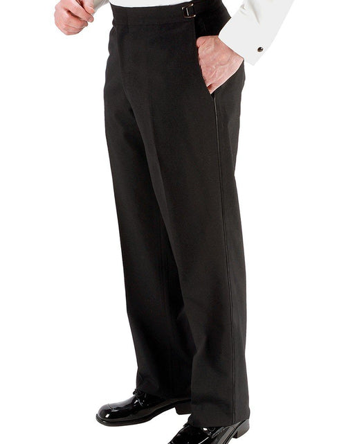 Load image into Gallery viewer, "Anthony" Black Vitale Barberis Italian Wool Tuxedo Pants
