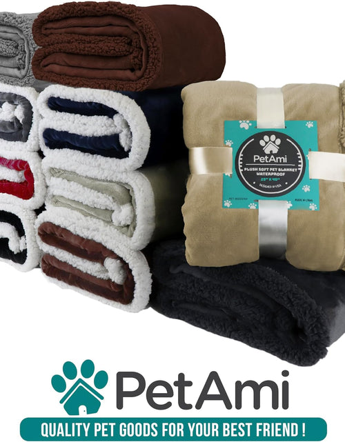 Load image into Gallery viewer, Waterproof Dog Blanket for Bed, Couch, Sofa | Waterproof Dog Bed Cover for Large Dogs, Puppies | Sherpa Fleece Pet Blanket Furniture Protector | Reversible Microfiber
