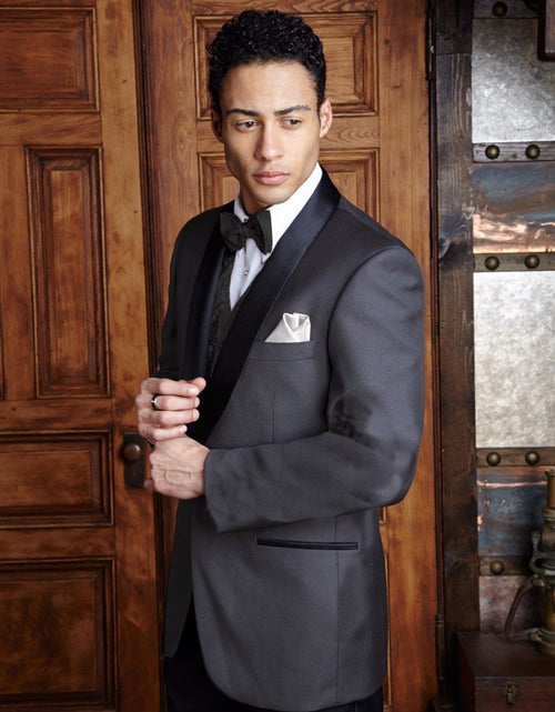 Load image into Gallery viewer, "Bradford" Steel Grey Tuxedo Jacket Shawl (Separates)
