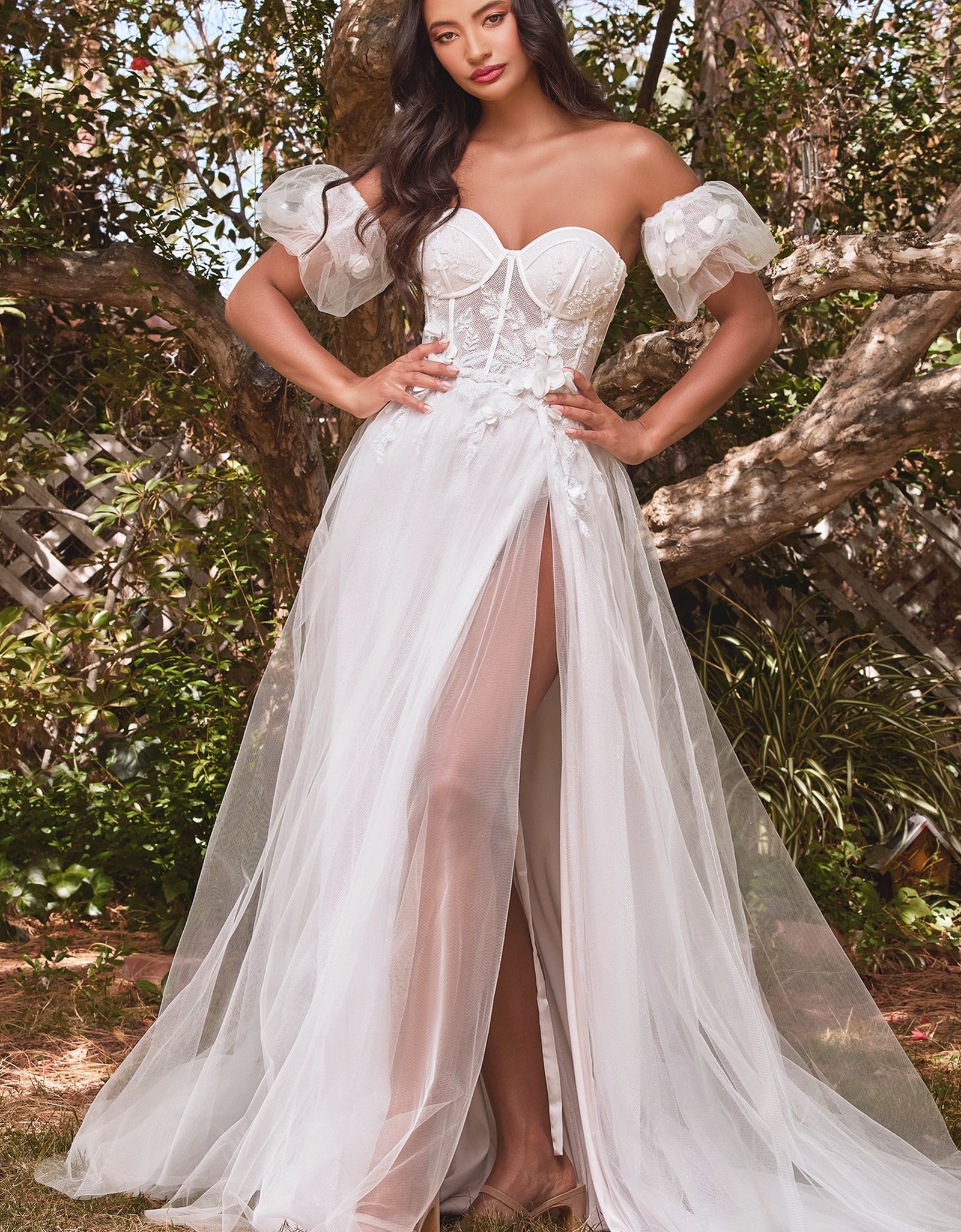 Strapless Floral Ball Gown