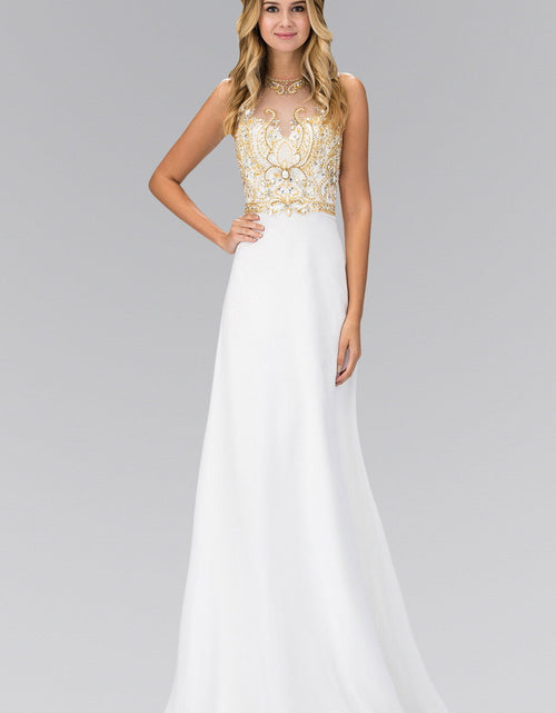 Load image into Gallery viewer, Jewel and Bead Embellished Long Dress with Back Cut Out
