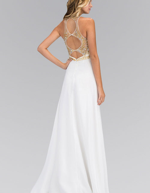 Load image into Gallery viewer, Jewel and Bead Embellished Long Dress with Back Cut Out
